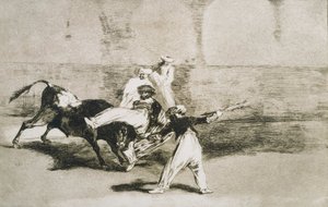 Un moro atrapado por el toro... de La Tauromaquia de Francisco de Goya